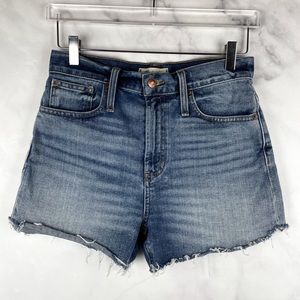 Madewell The Perfect Jean Shorts High-Rise Raw Hem Vintage Wash Blue Denim 26
